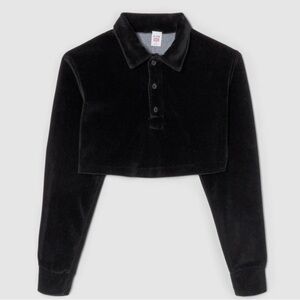Re/Done Velour Crop Polo S
